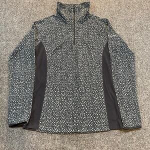 Columbia Womens XS Black Chevron Gray 1/4 Zip Fleece Pullover Jacket Sweatshirt
